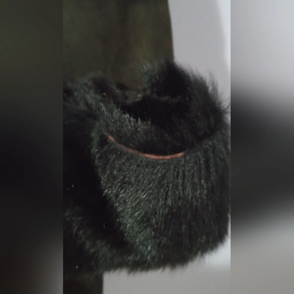 Brown Suede Coat with Black Fur Trim - Picture 6 of 7